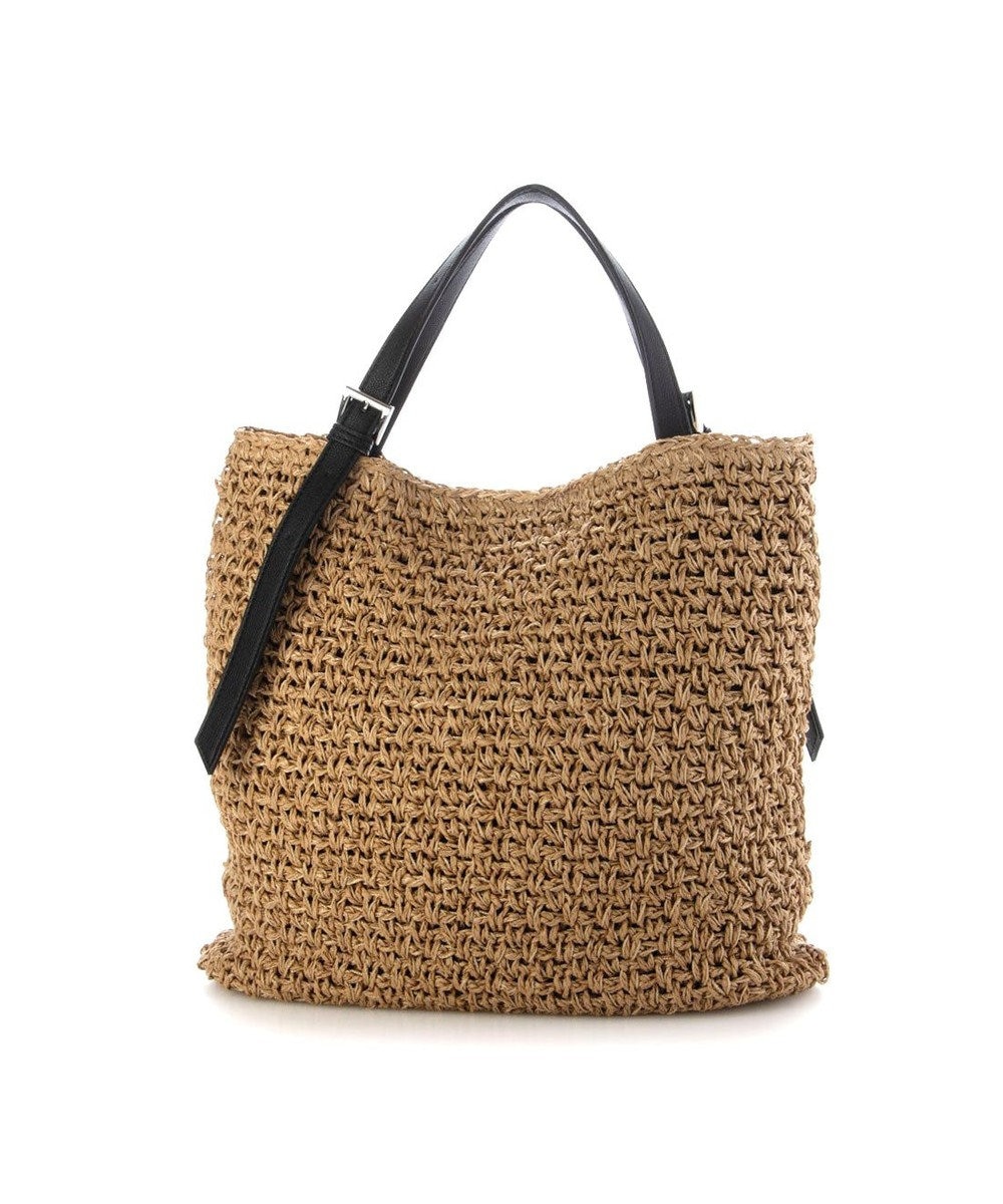 UNBILLION カシュカシュ cachecache / ベルトハンドル地柄編みトート カゴバッグ 
