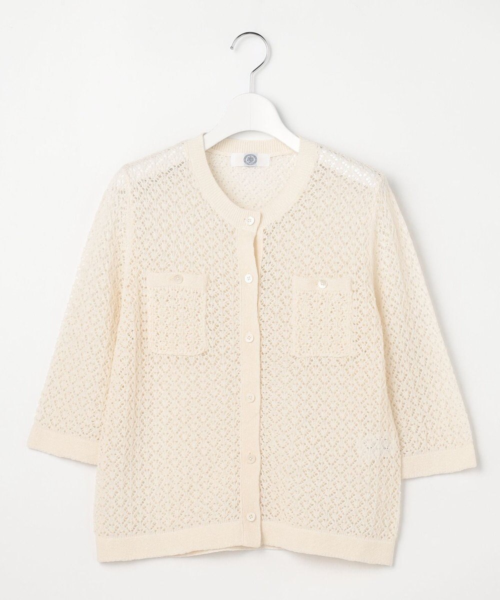 J.PRESS LADIES L LINEN COTTON BLEND ニット カーディガン 