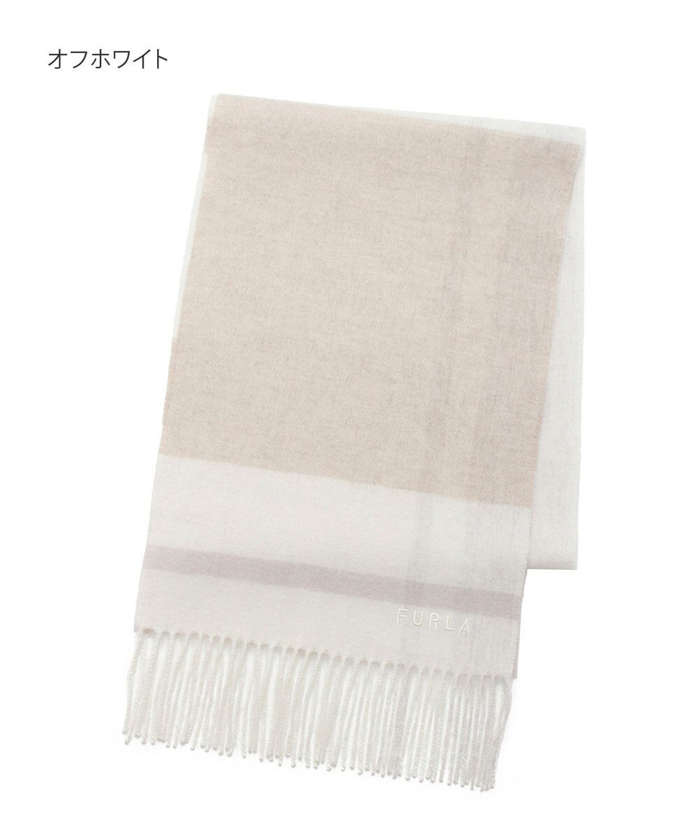 MOONBAT FURLA ウール混ラメ入りブロックチェックストールマフラー／幅30cm 