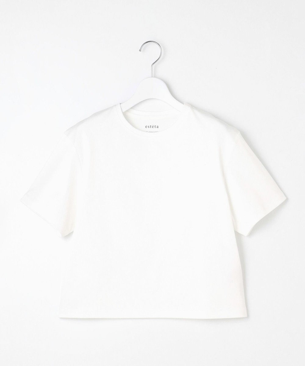 23区 【エステータ】スーピマコットン プレミアムジャージー 半袖クロップド丈Tシャツ 