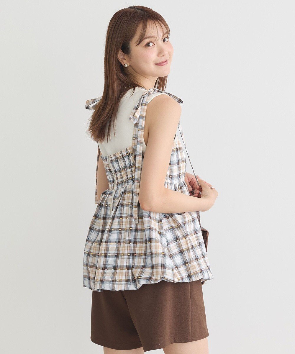 earth music&ecology チェックパターンバルーンキャミビスチェ 