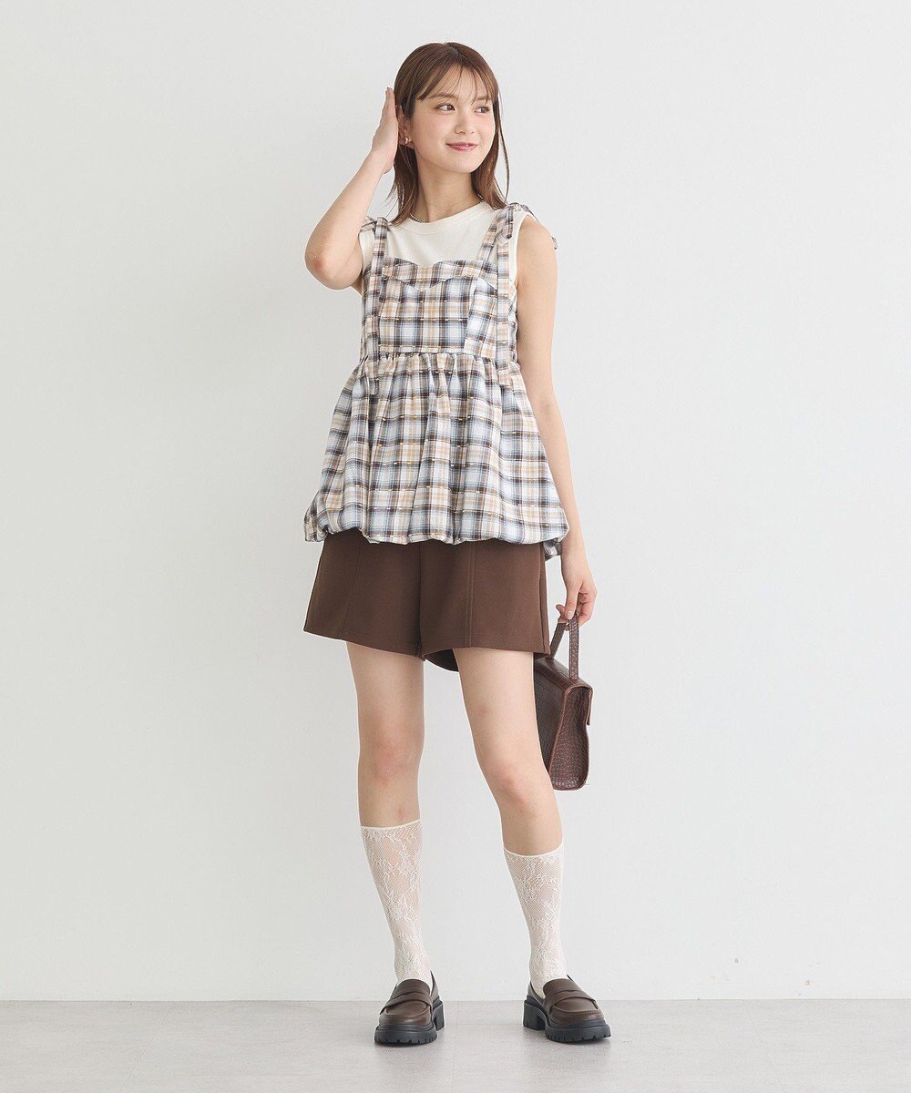 earth music&ecology チェックパターンバルーンキャミビスチェ 