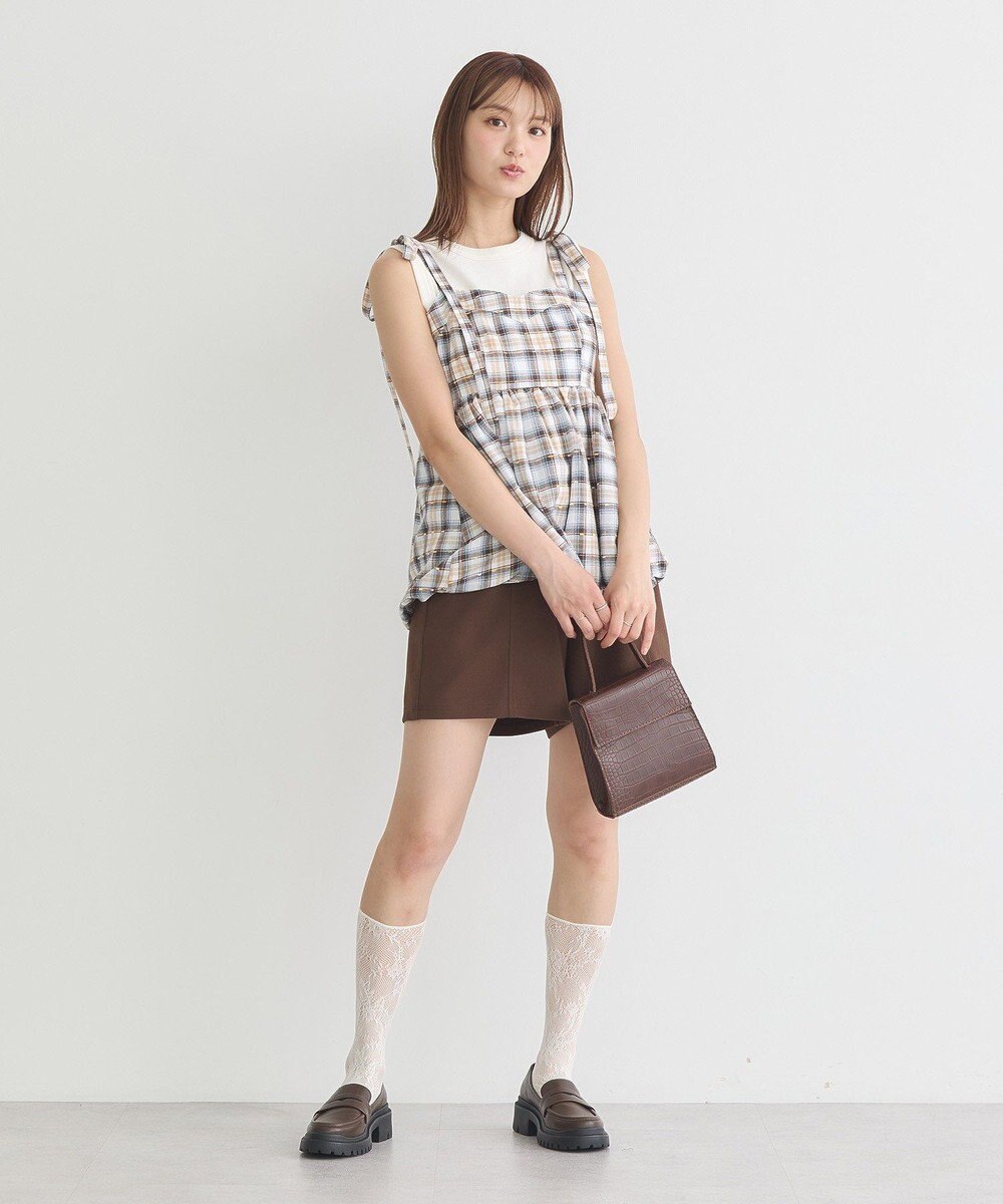 earth music&ecology チェックパターンバルーンキャミビスチェ 