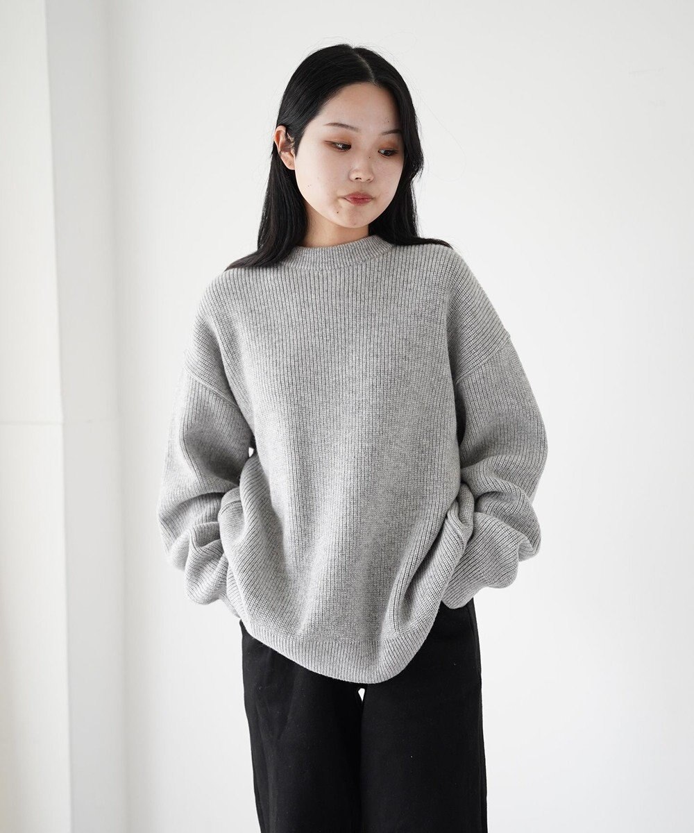 UNISEX】WASHI&COOMA LAMBS RIB KNIT CREWNECK セーター / WHITE MAILS