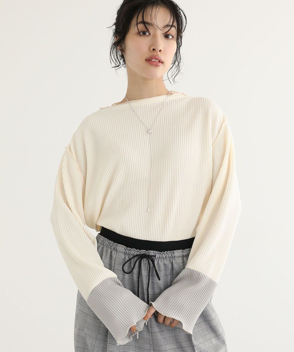 Green Parks プリーツ袖配色プルオーバー 