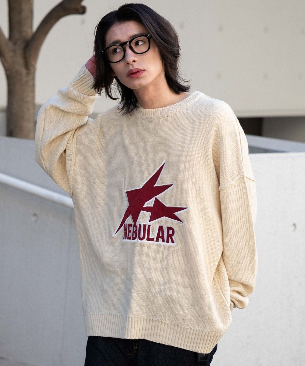 WEGO サテンワッペンニットプルオーバー 