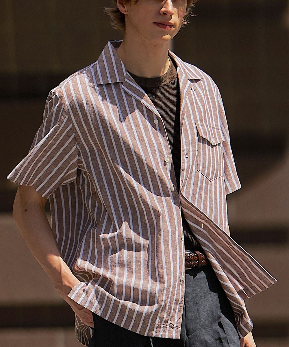 J.PRESS MEN 【HYBRID LINEN】オープンカラーシャツ 