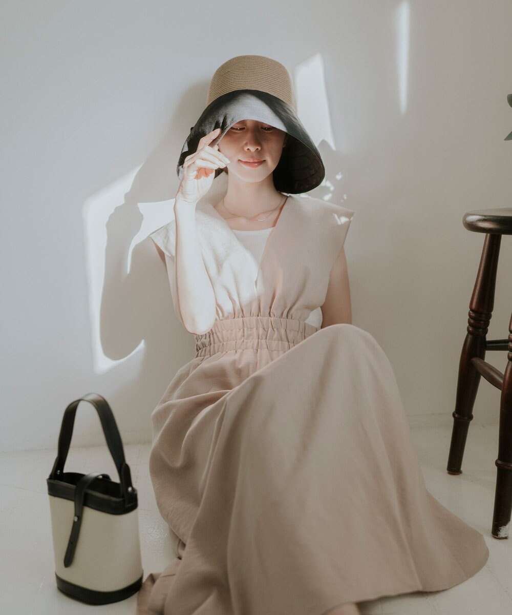 MOONBAT 【遮光100%/UPF50%＋/UVカット】洗えるバックリボン ブレードパラソルハット 手洗いOK/サイズ調整可能/吸水速乾/遮熱 