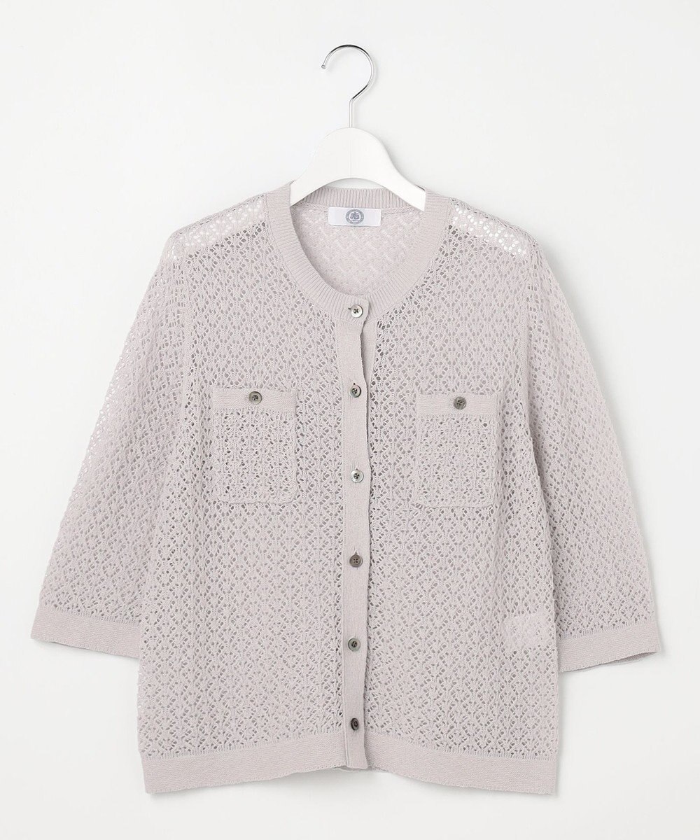 J.PRESS LADIES L LINEN COTTON BLEND ニット カーディガン 