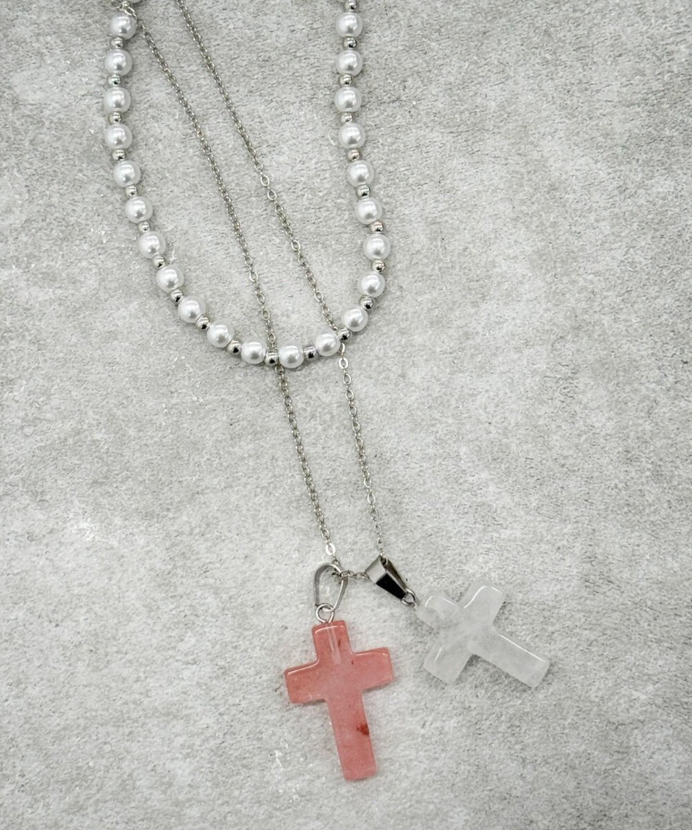 WEGO L2Pクロスパールレイヤードネックレス 