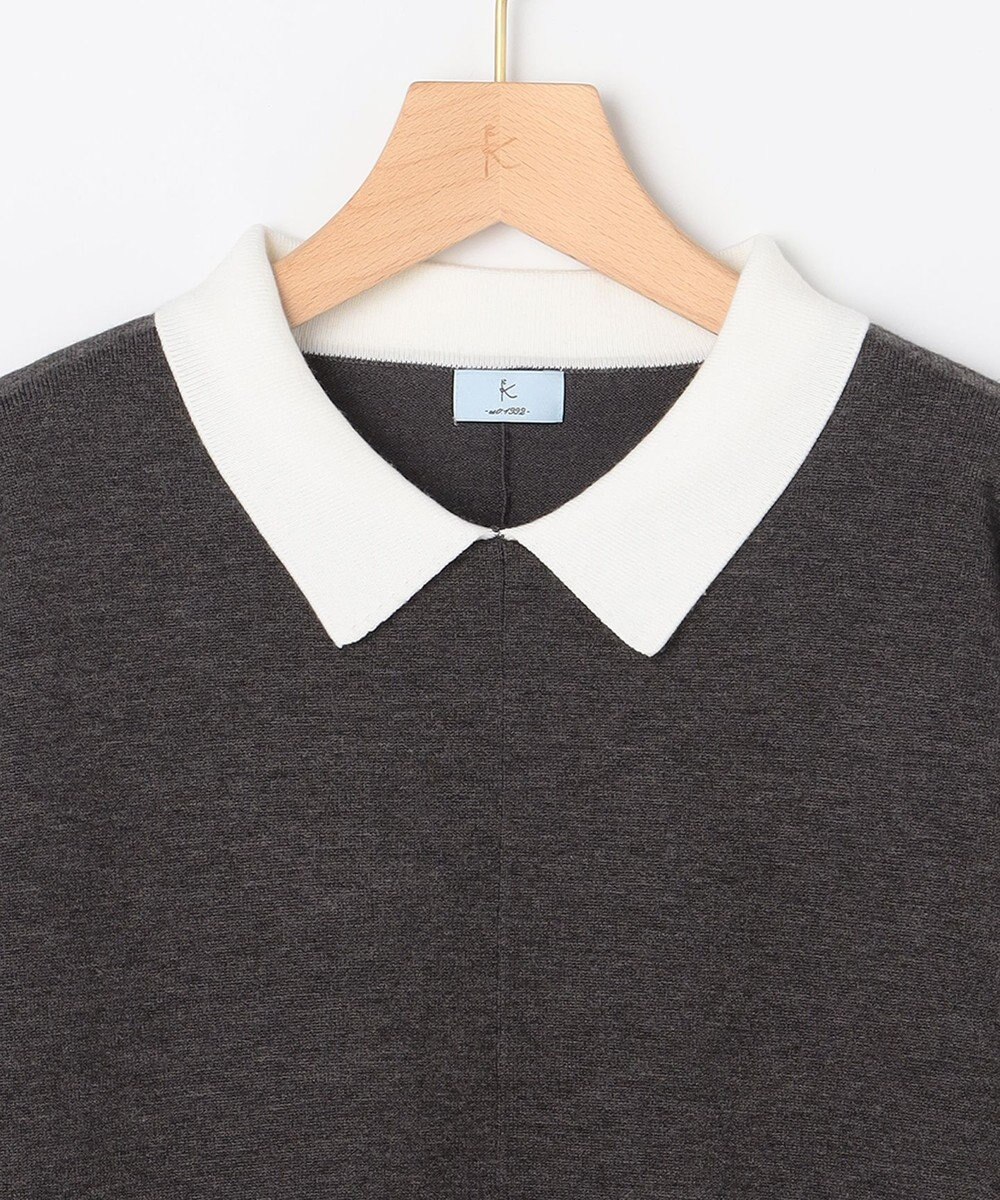 組曲 L 襟付きチュニック プルオーバー 