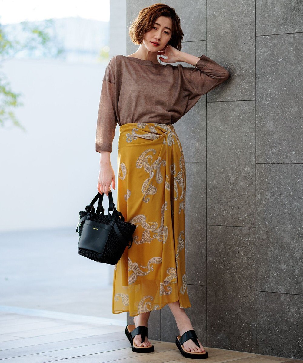 23区 【洗える】Ratti ペイズリーシフォン スカート 