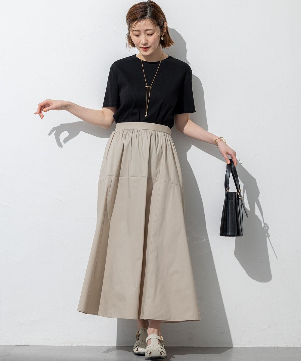 23区 【接触冷感/撥水加工】ストレッチブロード ギャザースカート 
