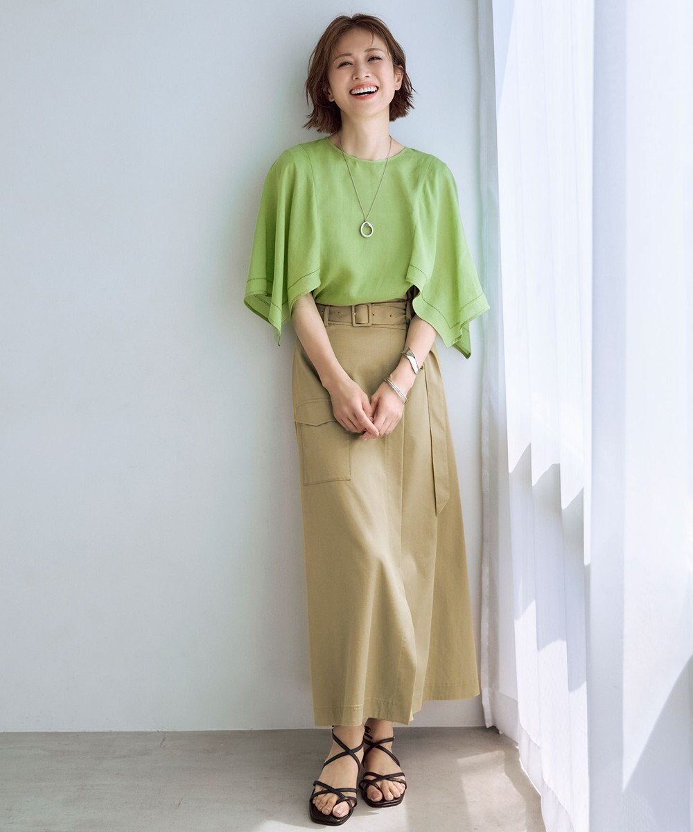 自由区 L 【カタログ掲載・接触冷感・UVカット・洗える】デニムライクボトムフレア スカート 