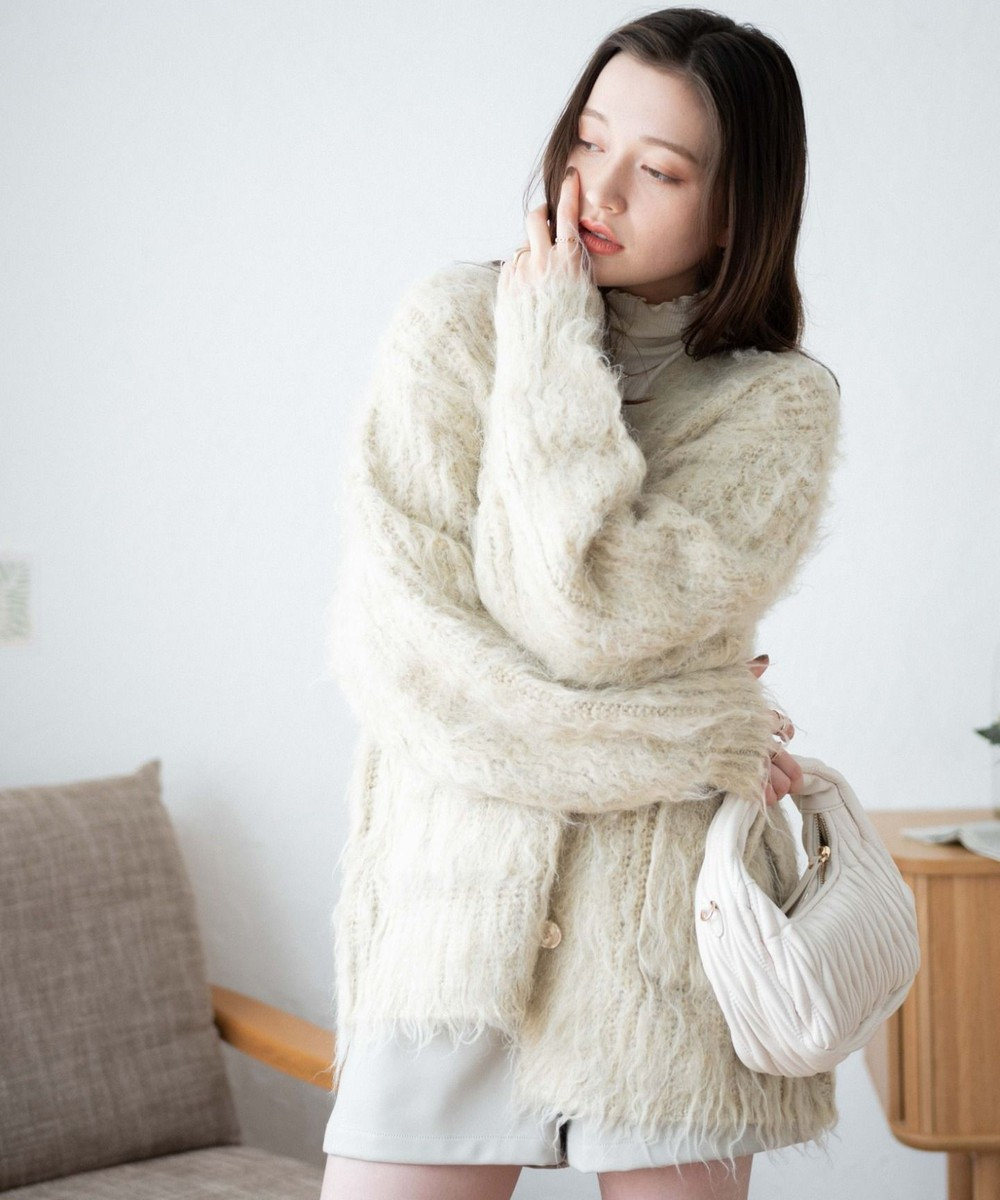 WEGO 【軽量】ブラッシュニットBIGカーディガン 