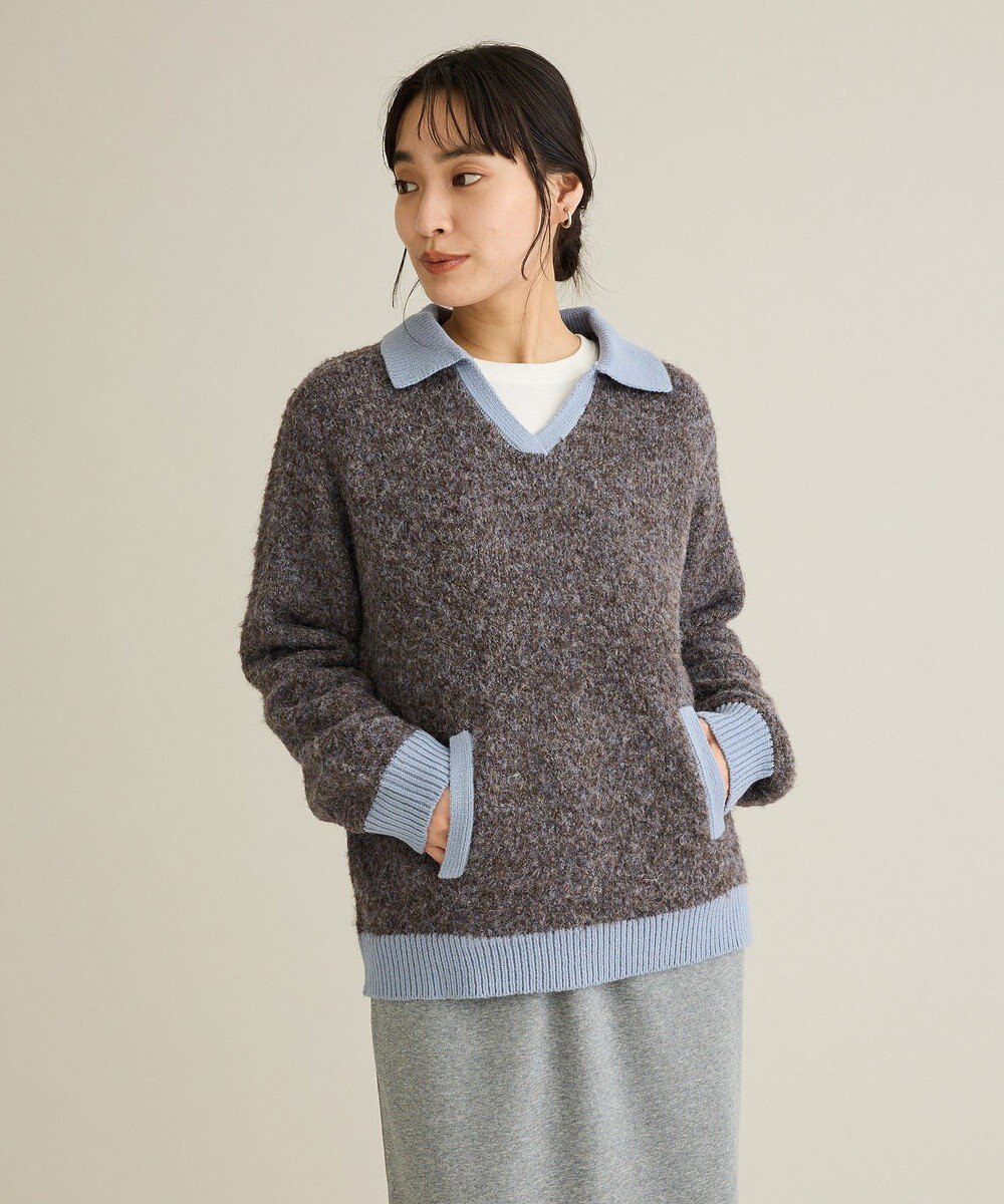 CRAFT STANDARD BOUTIQUE 配色Vネックニットプルオーバー 