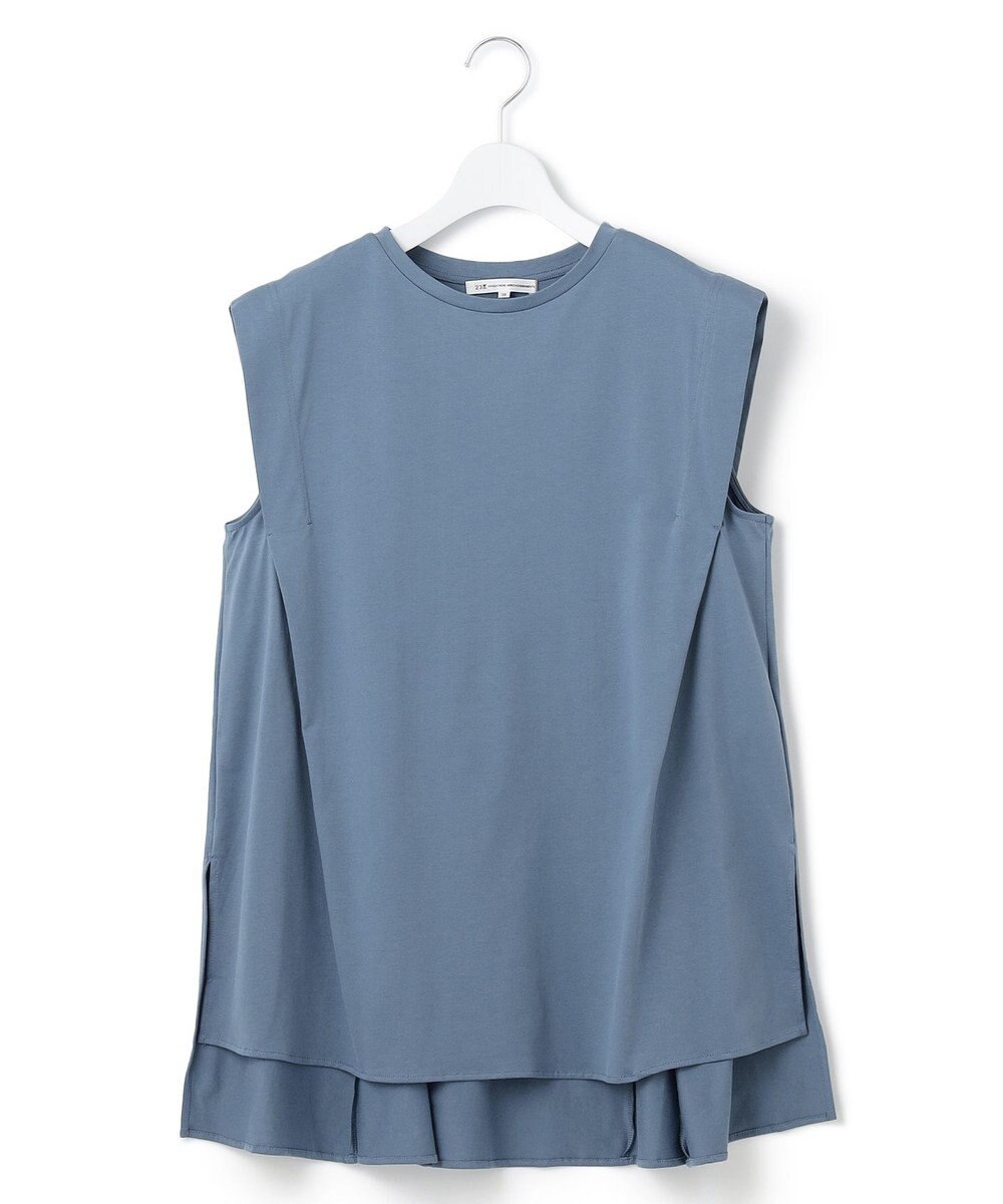 23区 L 【洗える】コンパクトヤーン フレアデザイン ノースリーブ カットソー 