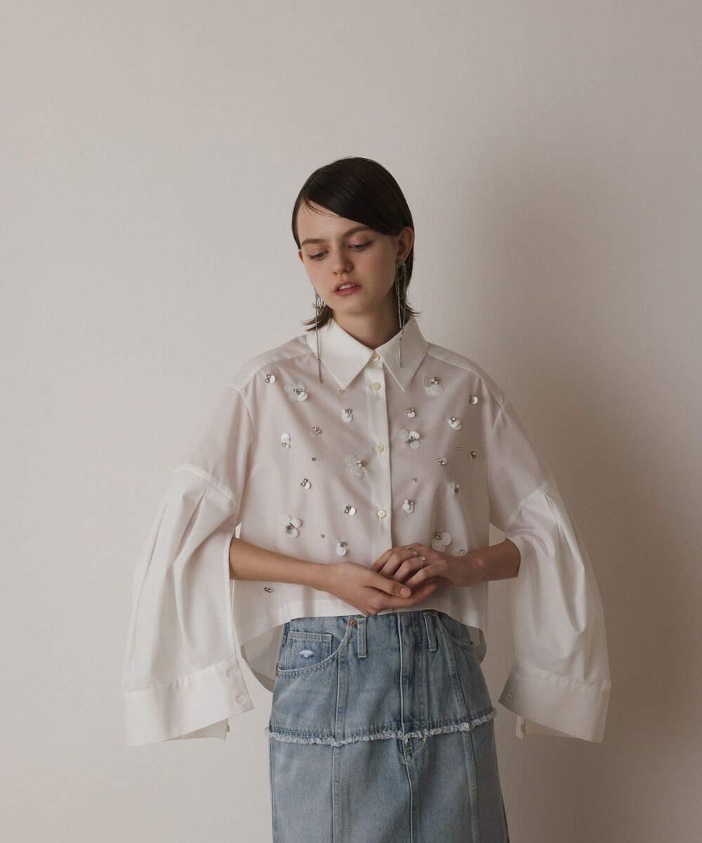 GRACE CONTINENTAL ビジューシャツ 