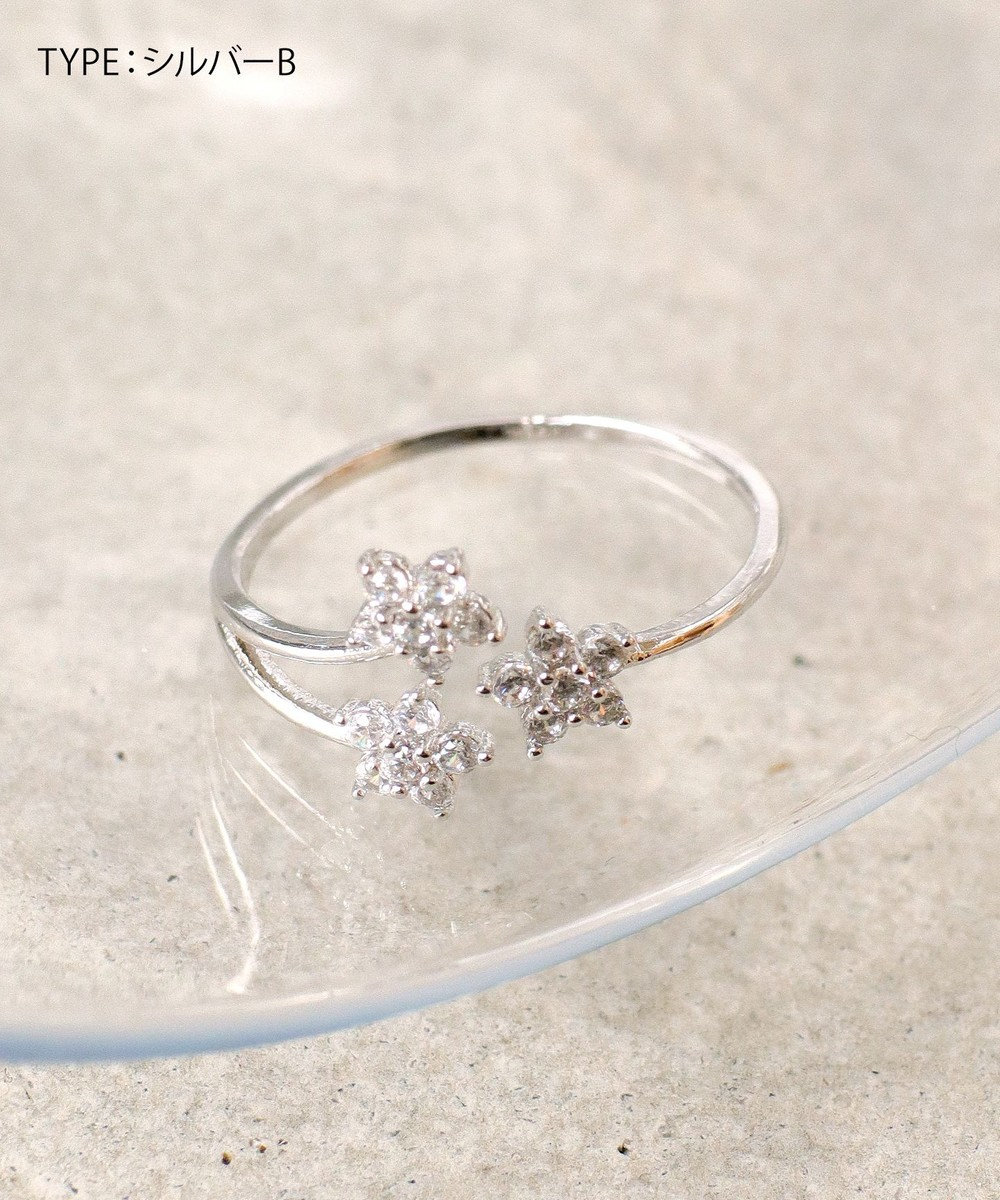 Tiaclasse ボタニカルモチーフストーンリング 