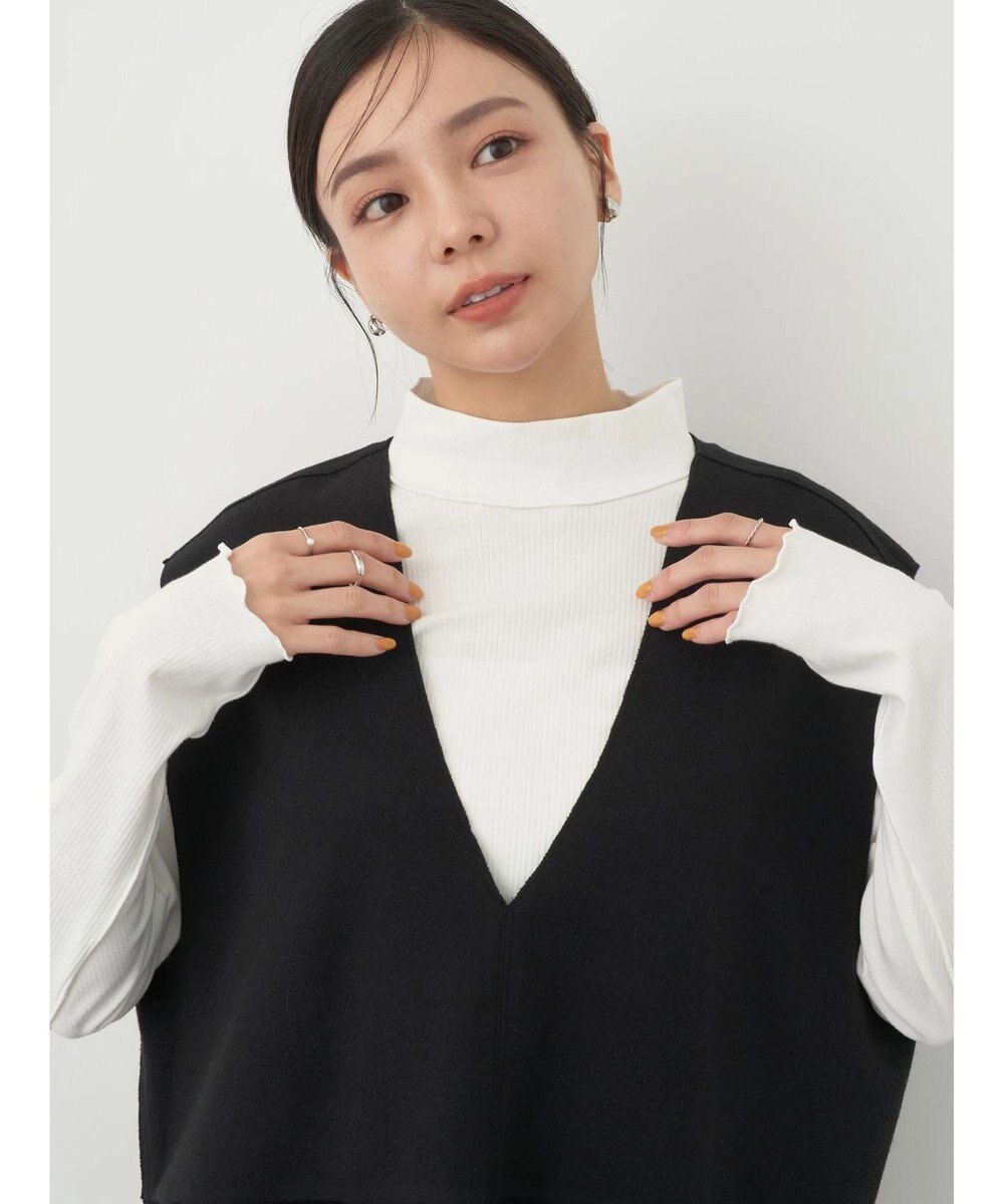 earth music&ecology ＳＥＴ２点圧縮風ポンチベスト＋リブタートル 