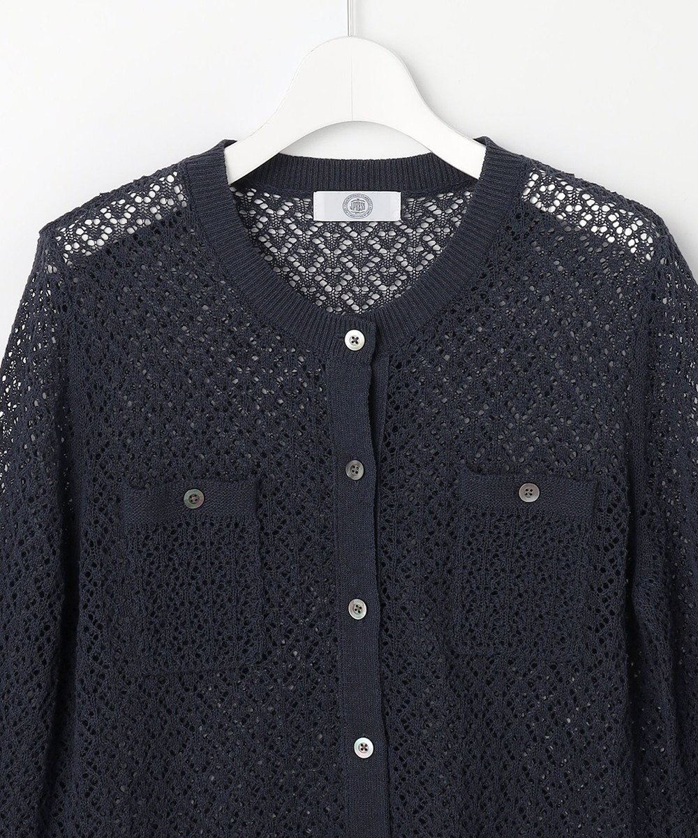 J.PRESS LADIES L LINEN COTTON BLEND ニット カーディガン 