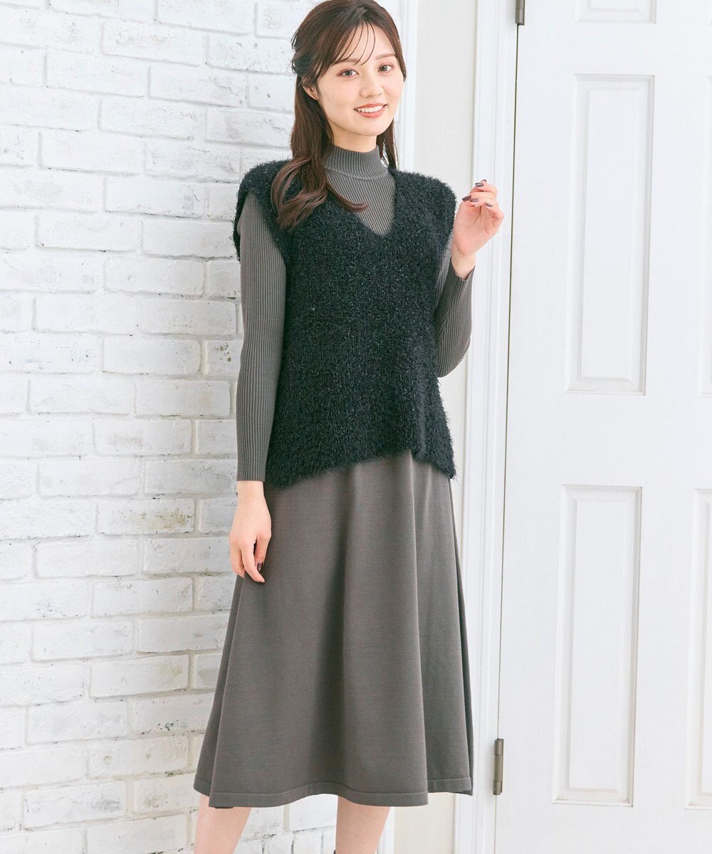 Feroux ジレ付きニット ワンピース 