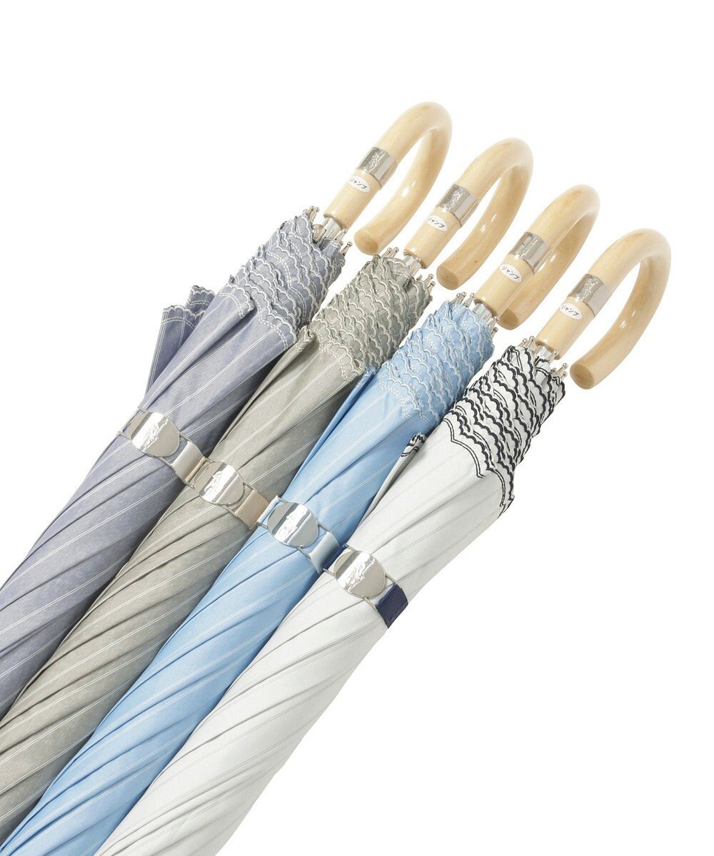 MOONBAT 【1級遮光/遮熱/UV】POLO RALPH LAUREN（ポロ ラルフローレン）晴雨兼用日傘  ストライプ スカラ刺繍 長傘 