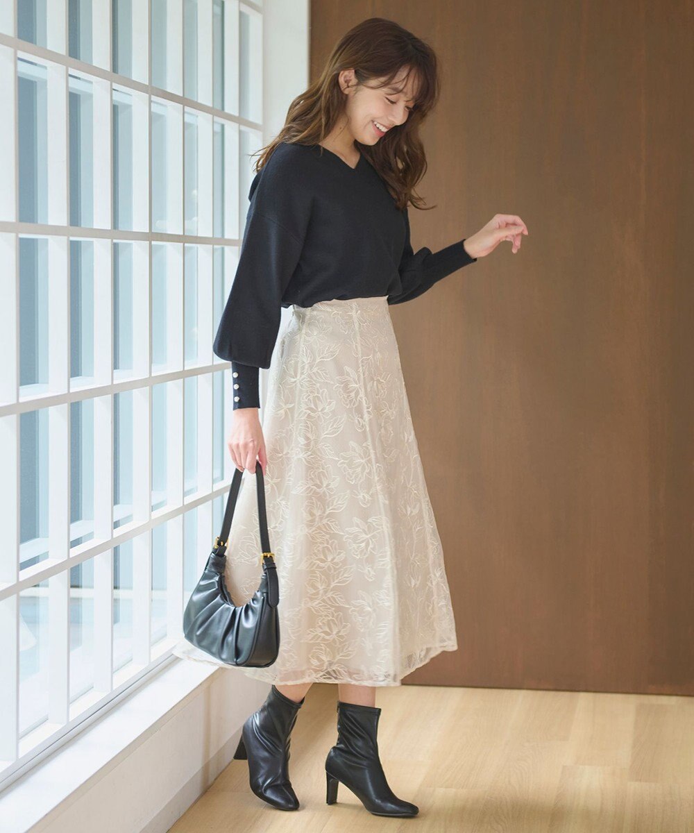 Feroux 【洗える】Vネック プルオーバー ニット 