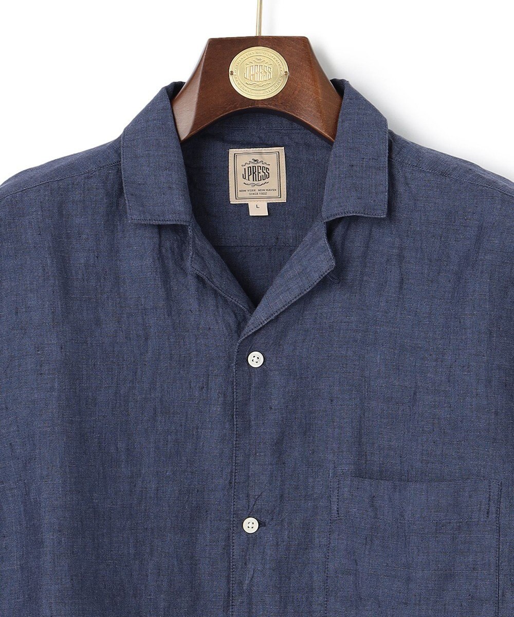 J.PRESS MEN オープンカラーリネンパッチシャツ 