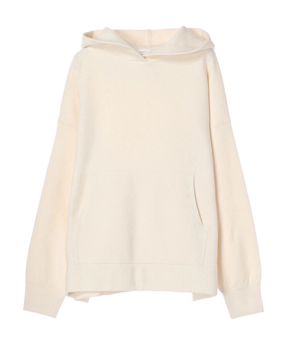 Green Parks スウェット風フード付ニットプルオーバー 