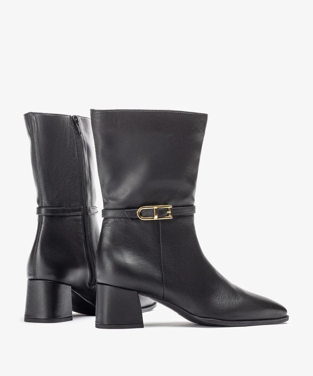 BONTRE 【UNISA/ウニサ】トリム付きスクエアトゥアンクルブーツ/LUNES-UA 