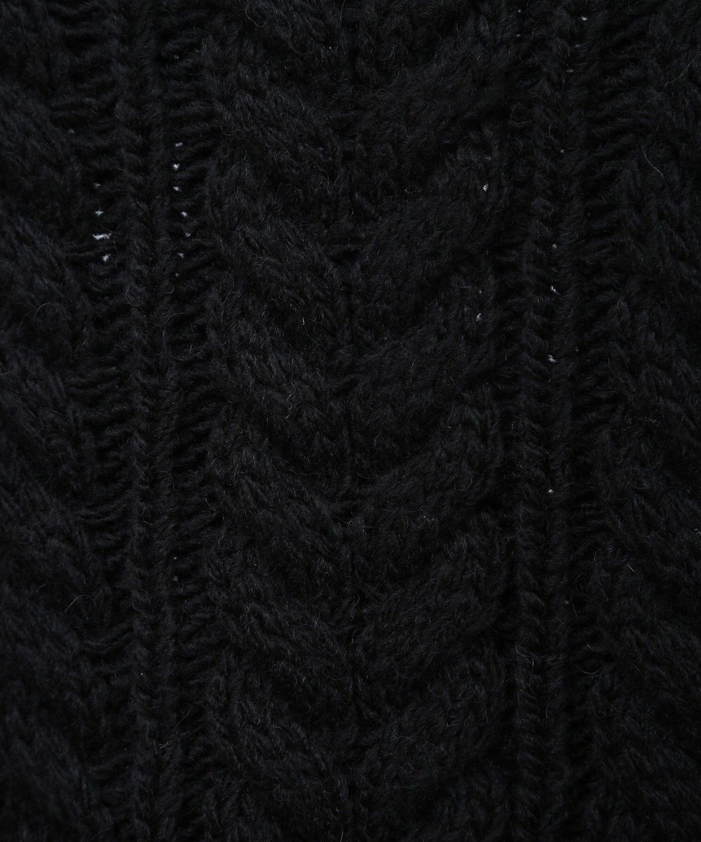 Green Parks フリンジスリーブショート丈ケーブルニット 