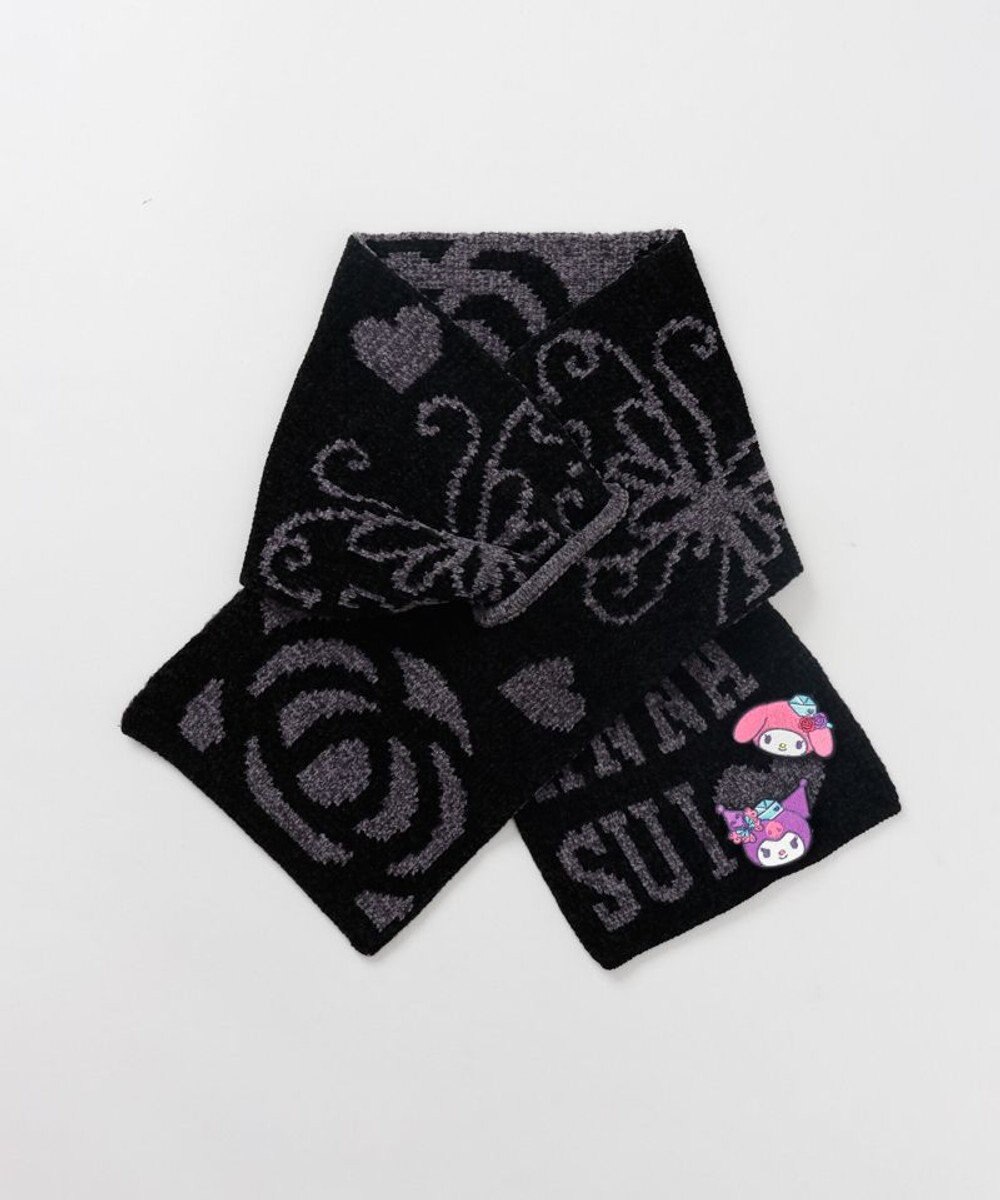 AURORA 【 ANNA SUI（アナ スイ）】マイメロディ&クロミ 刺しゅうブローチ付きモールニットマフラー 
