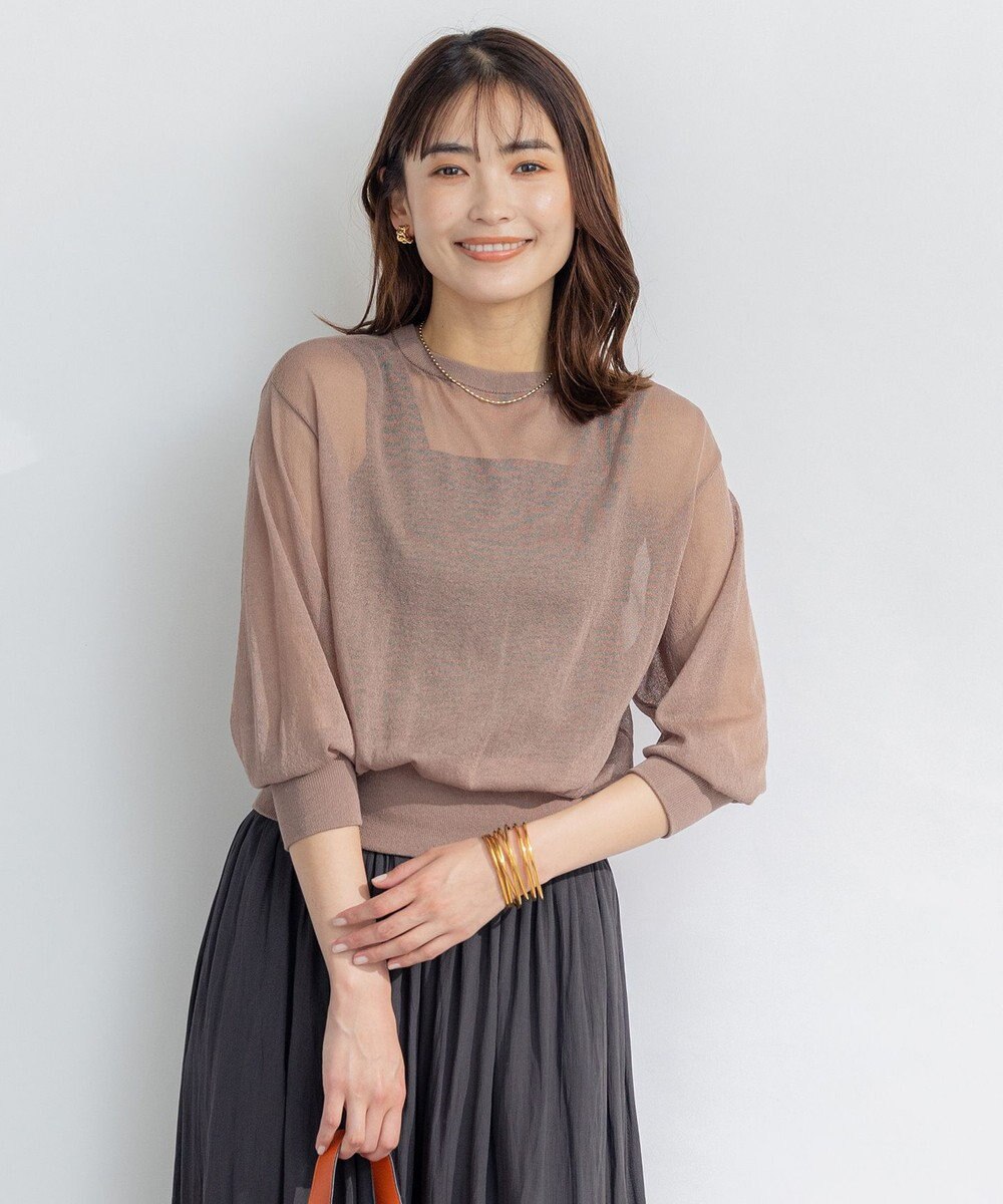 組曲 【洗える・2WAY】シアーニット カーディガン 