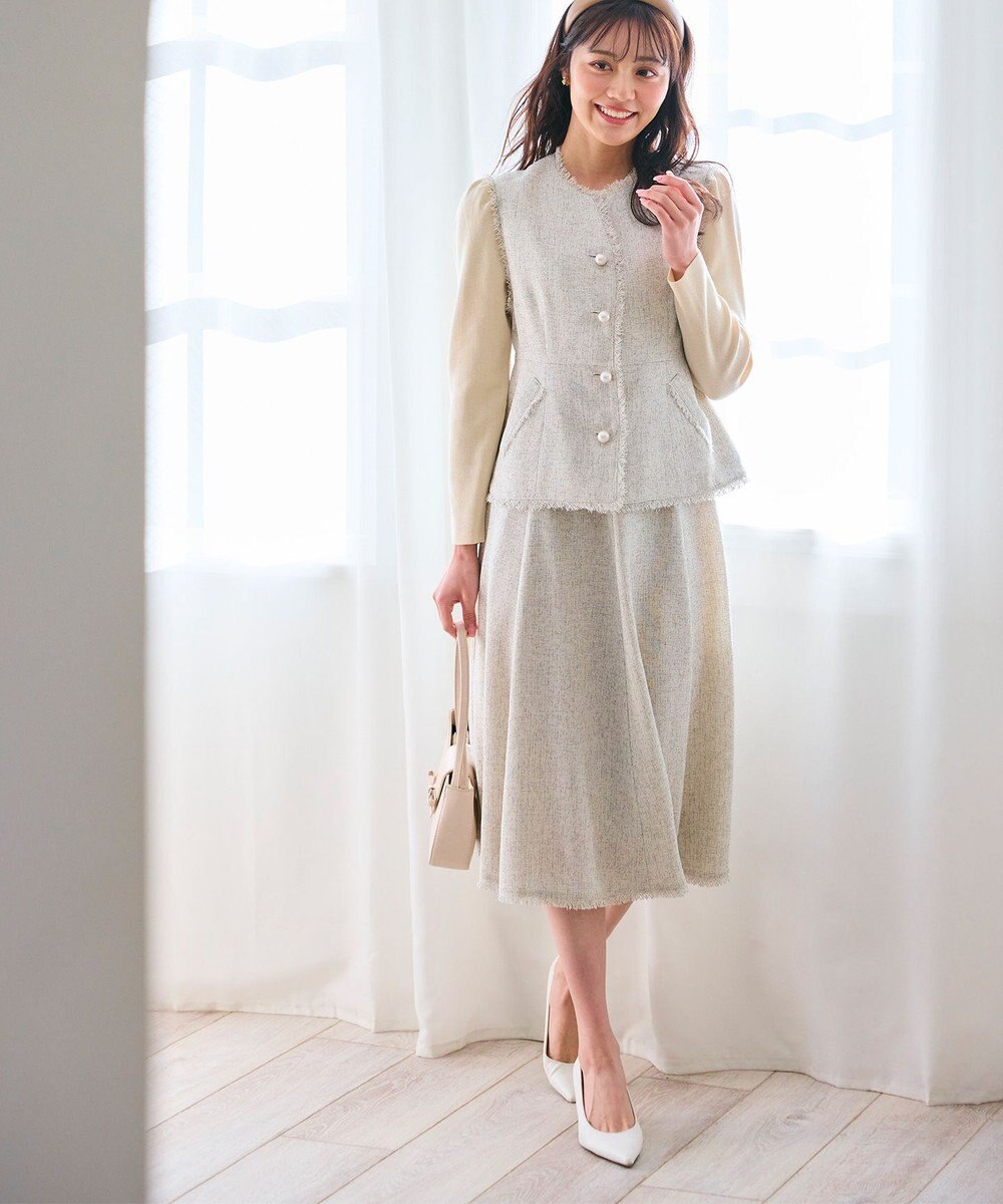 Feroux 【セットアップ対応】春ツイード コンパクトジレ 