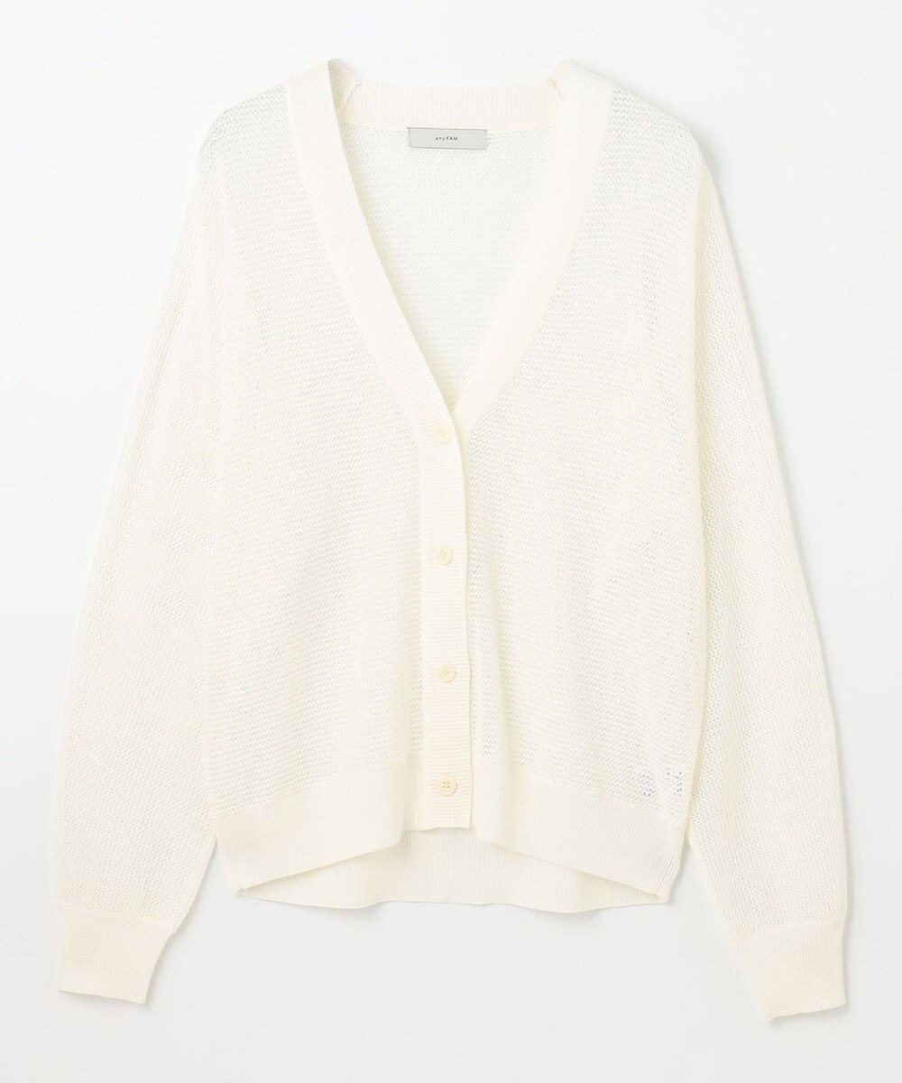 ANY L メッシュＶネックニットカーディガン 