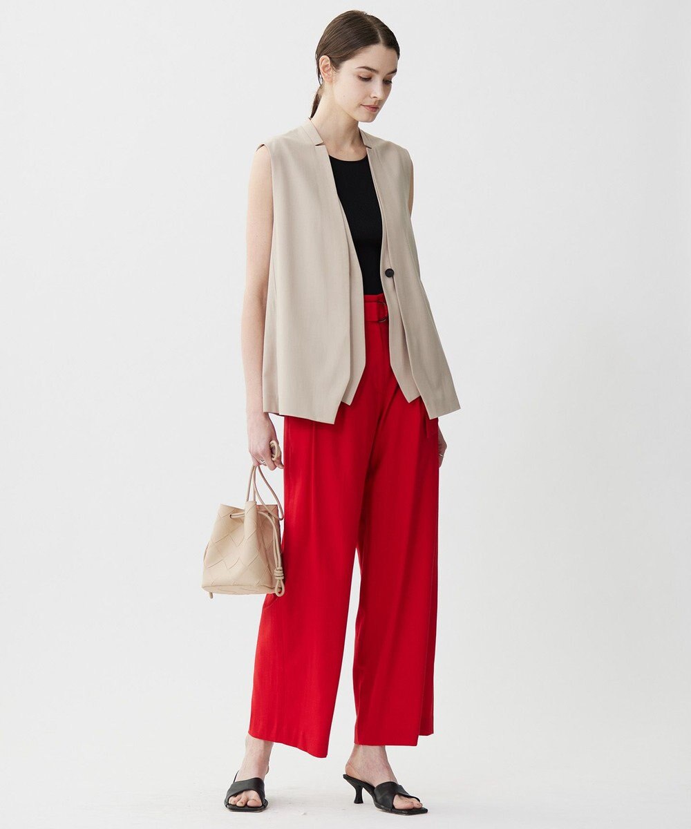 ICB 【接触冷感・UVカット・洗える】 T/Rドライリネン ワイドストレートパンツ 