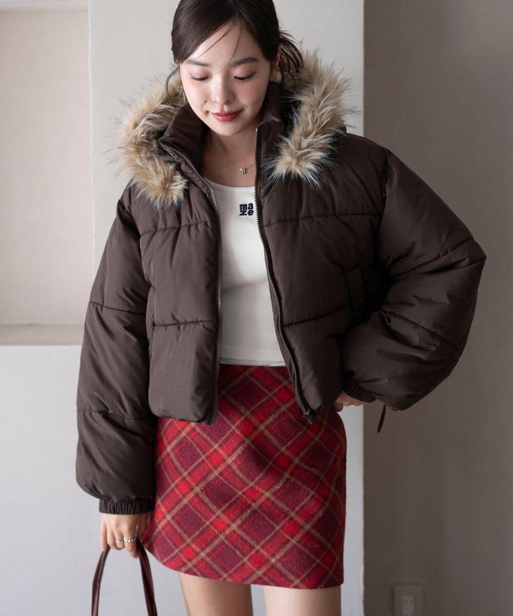 WEGO 【25年秋冬新作/SMサイズ展開】2WAYファーフードショートパファーブルゾン 