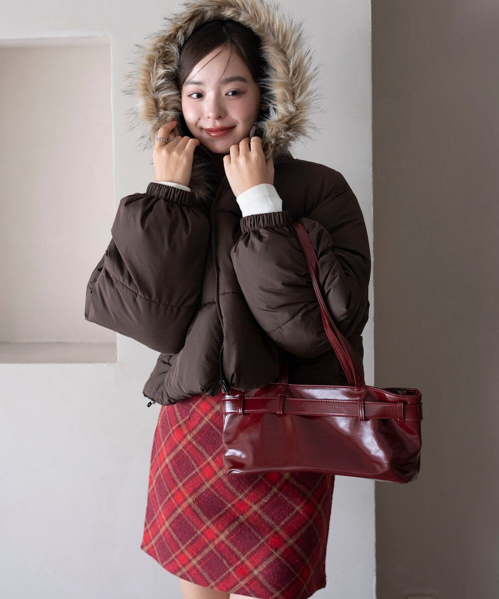 WEGO 【25年秋冬新作/SMサイズ展開】2WAYファーフードショートパファーブルゾン 