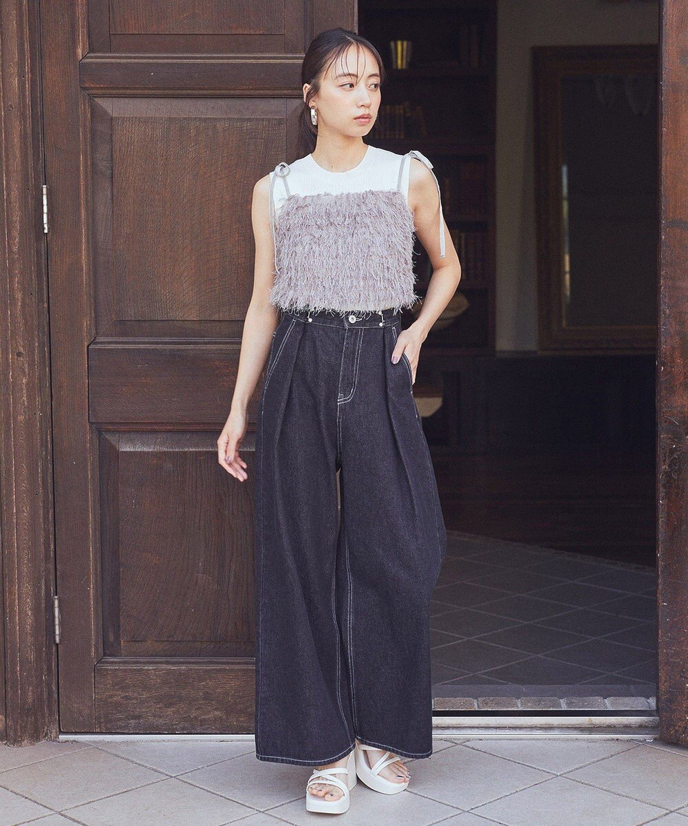 earth music&ecology ラメミックスフェザービスチェ 