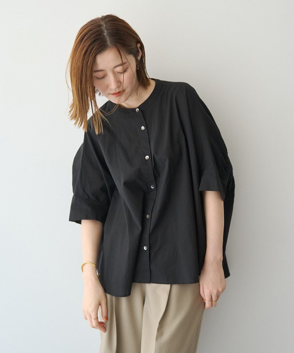 YECCA VECCA バック刺繍バンドカラーシャツ 