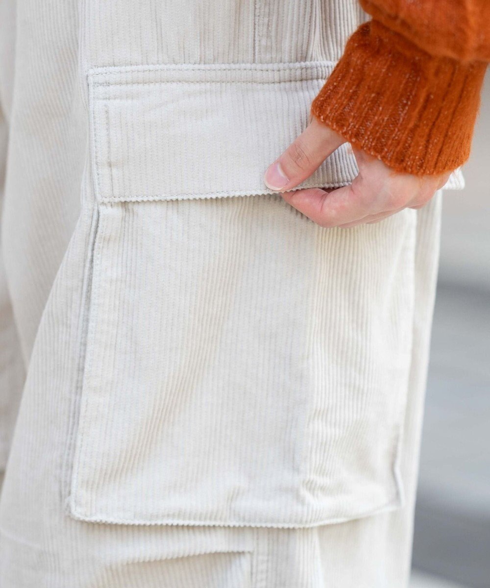 WEGO 【ウエストゴム/MLサイズ展開】イージーコーデュロイカーゴパンツ 