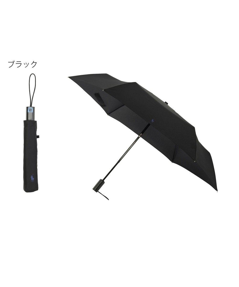 MOONBAT 【自動開閉】POLO RALPH LAUREN 折りたたみ傘  メンズ プレーン ワンポイント刺繍 大きめ60cm 