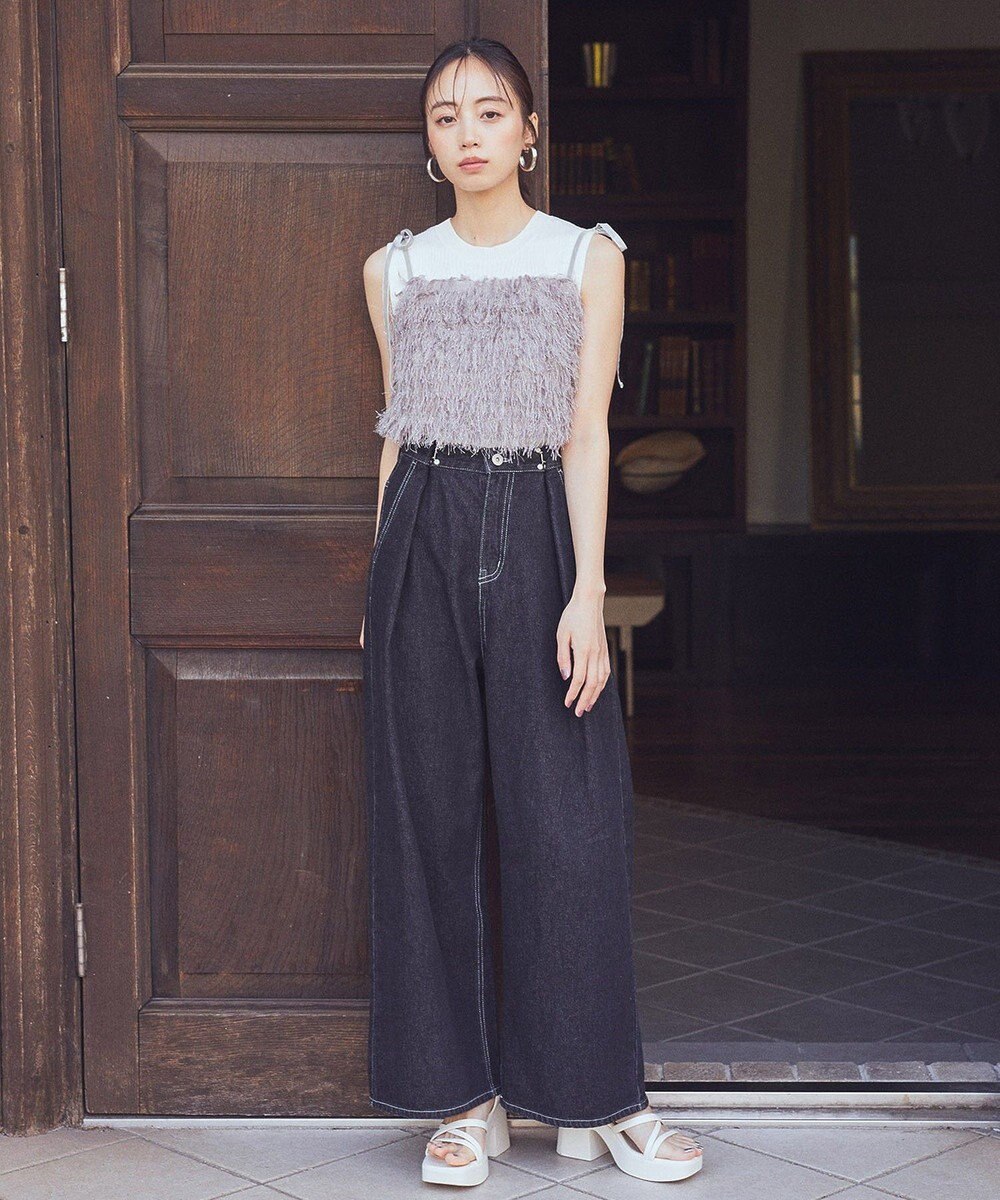 earth music&ecology ラメミックスフェザービスチェ 