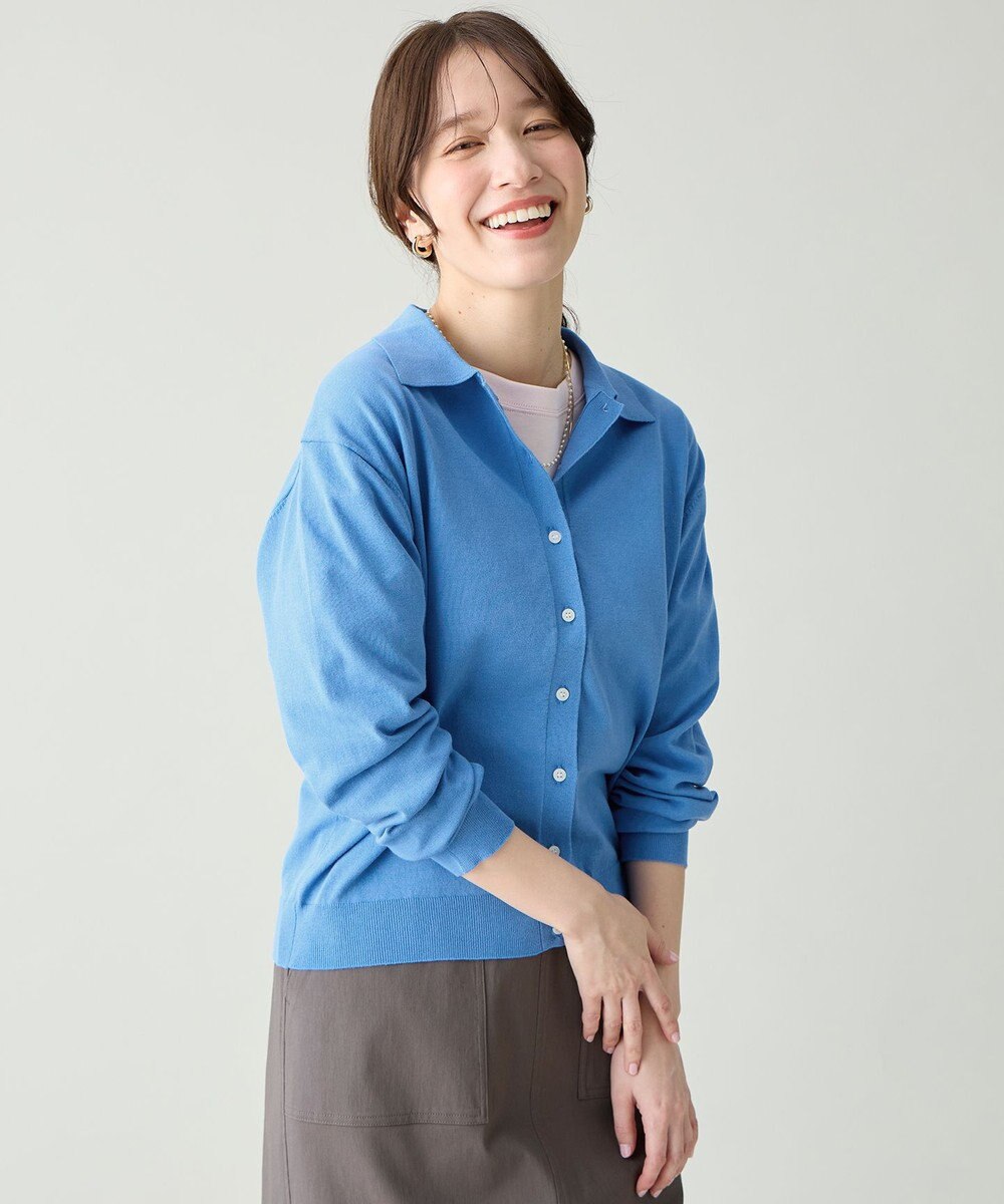 ANY L コットンブレンドポロカーデ 