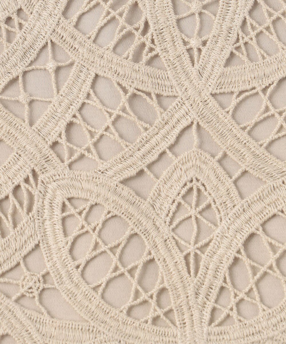 23区 L 【洗える/汗じみ防止加工】エンブロイダリージャージー フレンチスリーブ カットソー 