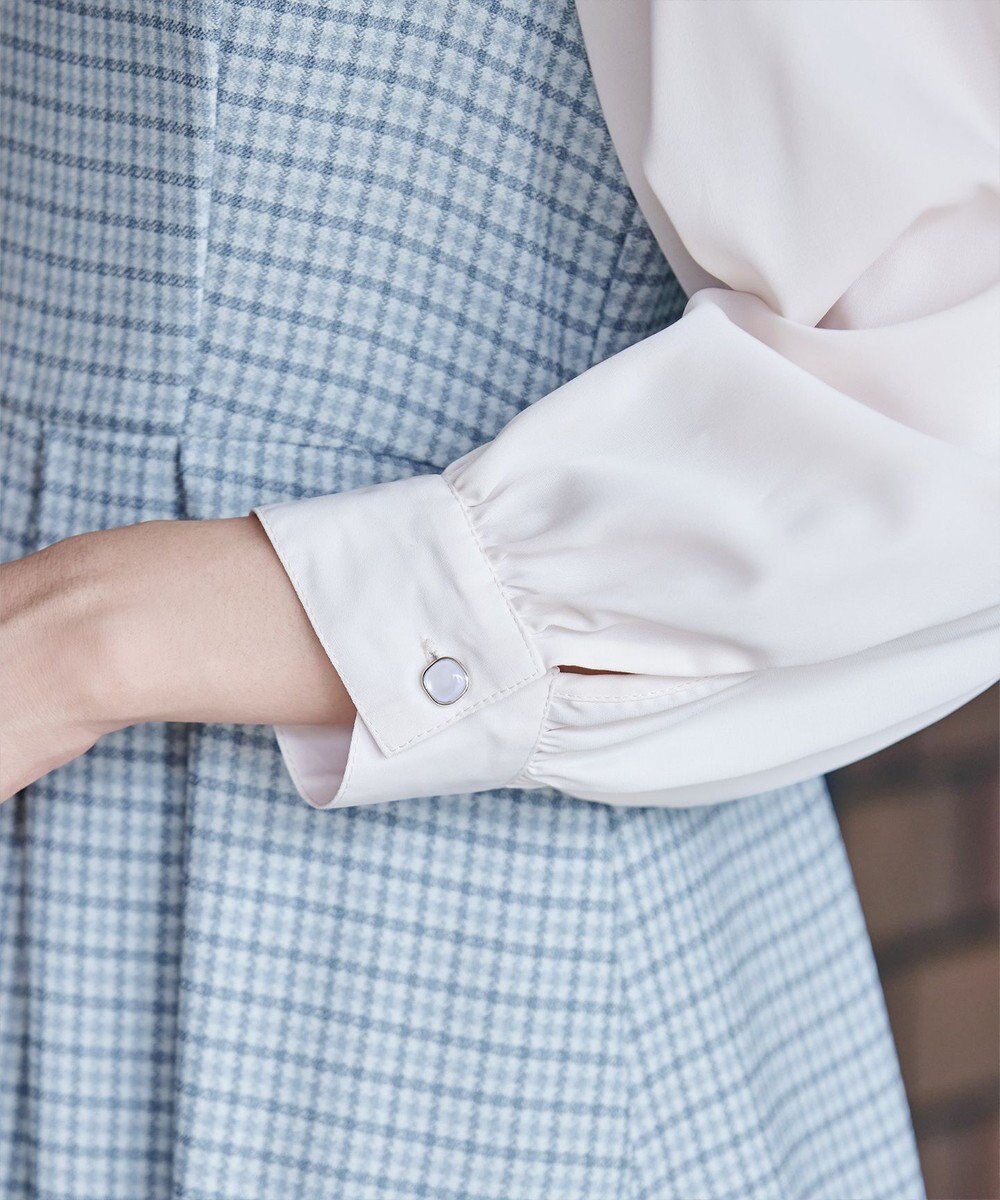 Tiaclasse 【洗える】ビスチェ風ツイードチェックドッキングワンピース 