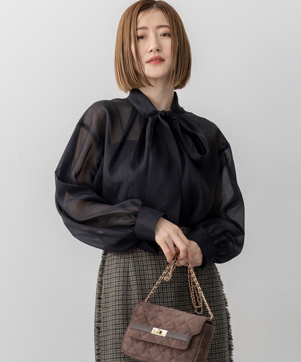 23区 S 【見上愛さん着用/洗える】シアービエラ ボウタイ ブラウス 