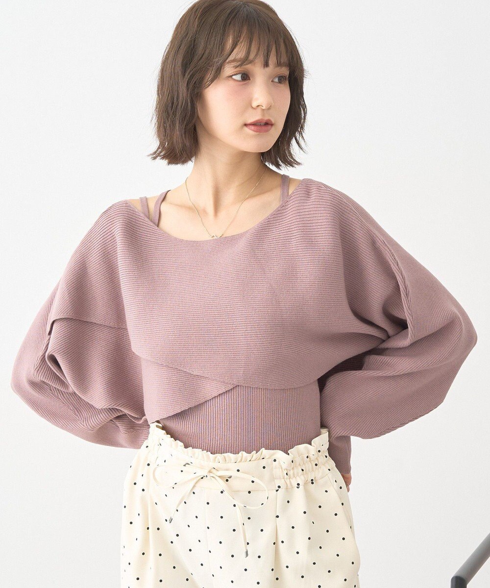 earth music&ecology 【2WAY】【洗濯機洗い可】SET2点クロスニット＋キャミソール 