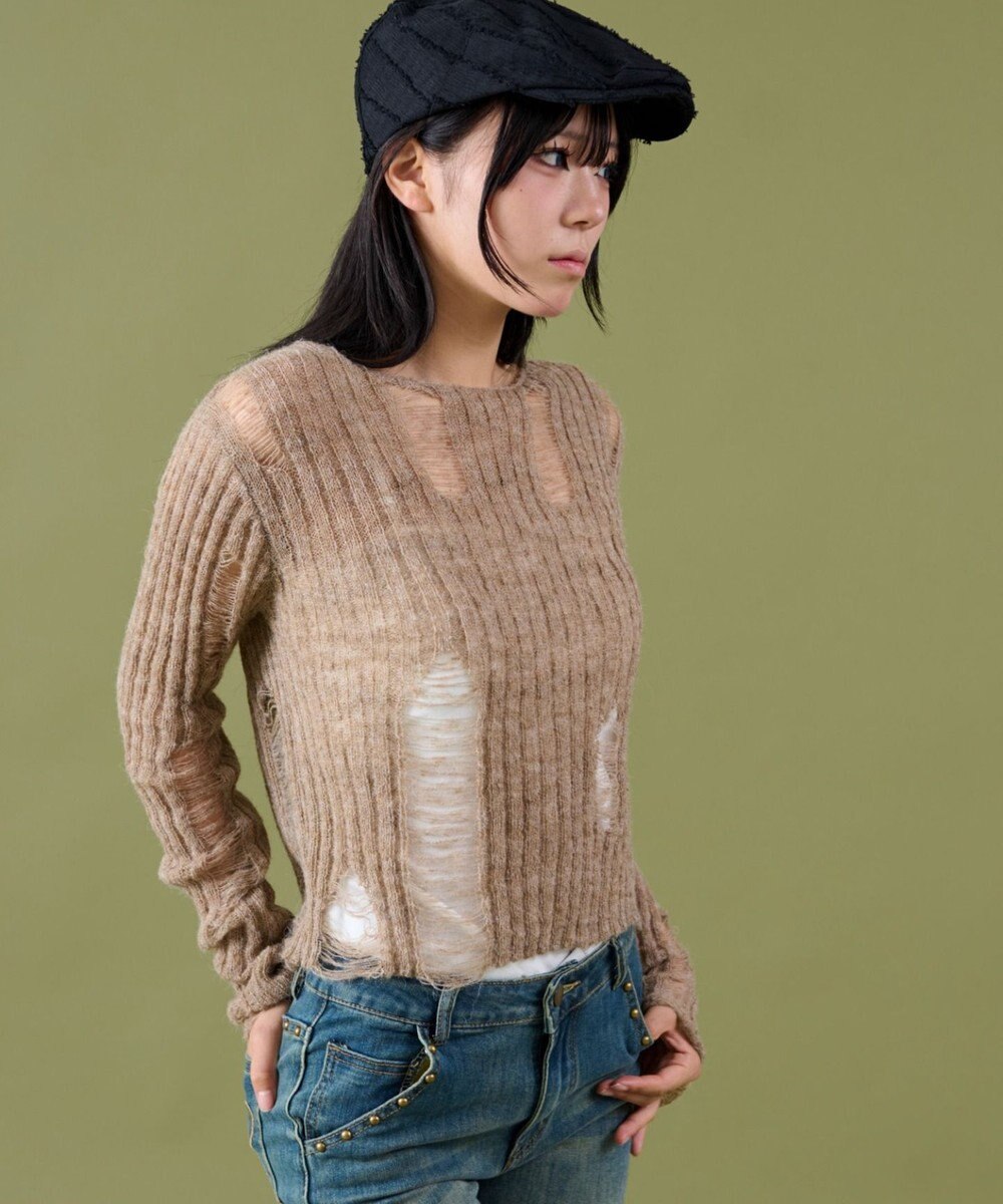 WEGO ダメージショートニット 